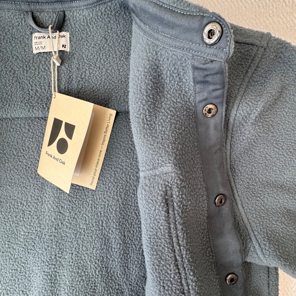 NWT Frank and Oak The Tundra Polar Fleece Overshirt in Stormy Blue, Men's Size M - Picture 13 of 14